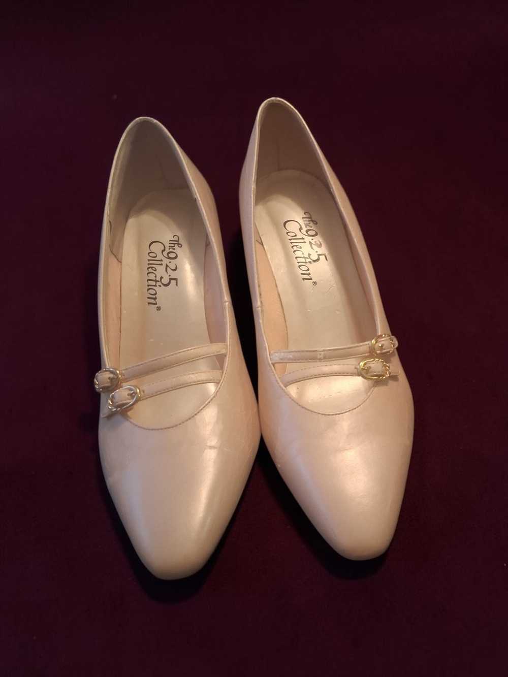 leather 9.25 Collection pumps  low heel decorative double buckle strap detail 7